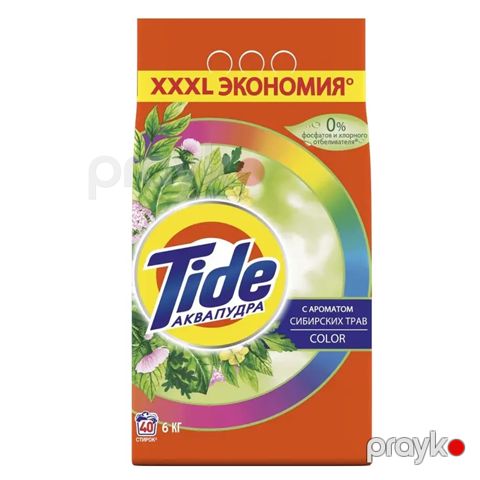 Tide Yuma Tozu Rəngli Parçalar Üçün 6kq Tide Yuyucu Toz 40 Yuma Sibir Otlar Rəngli Parçalar üçün Paltar Yuyucu Toz — Bakı