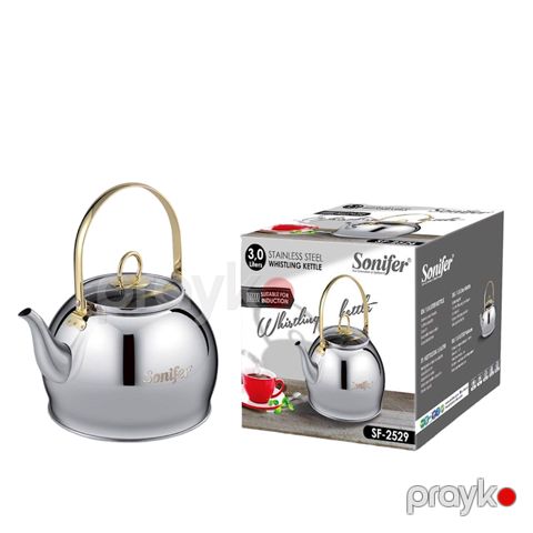Sonifer 3L Paslanmayan Polad Çaydan SF-2529 Gümüşü Paslanmayan Polad Çaydan Gümüşü Klasstik Polad Kettle — Bakı