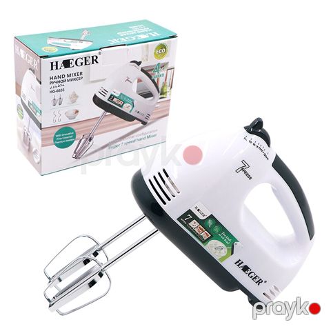 Haeger HG-6633 mini əl mikseri yumurta çırpıcı 7 sürətli 260Vt gücündə paslanmaz polad başlıqlar — Bakı