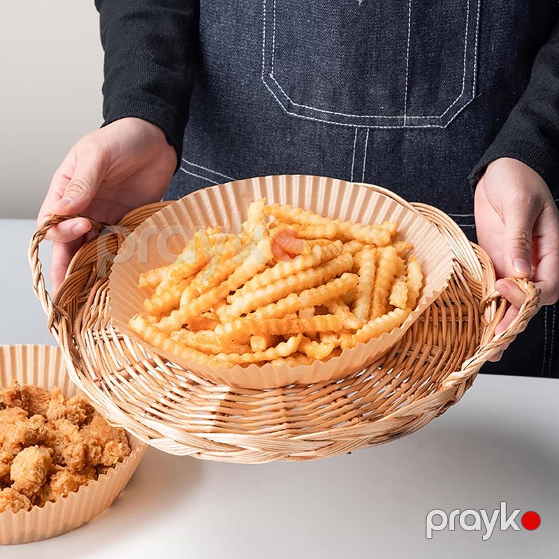 Air Fryer 100 Pcs fritöz kağızı 100 ədəd Dəyirmi Birdəfəlik fritöz kağızı Kağız qızartma qabı yağ keçirməyən bişirmə kağızı — Qablar və mətbəx əşyaları, Bakı (2)