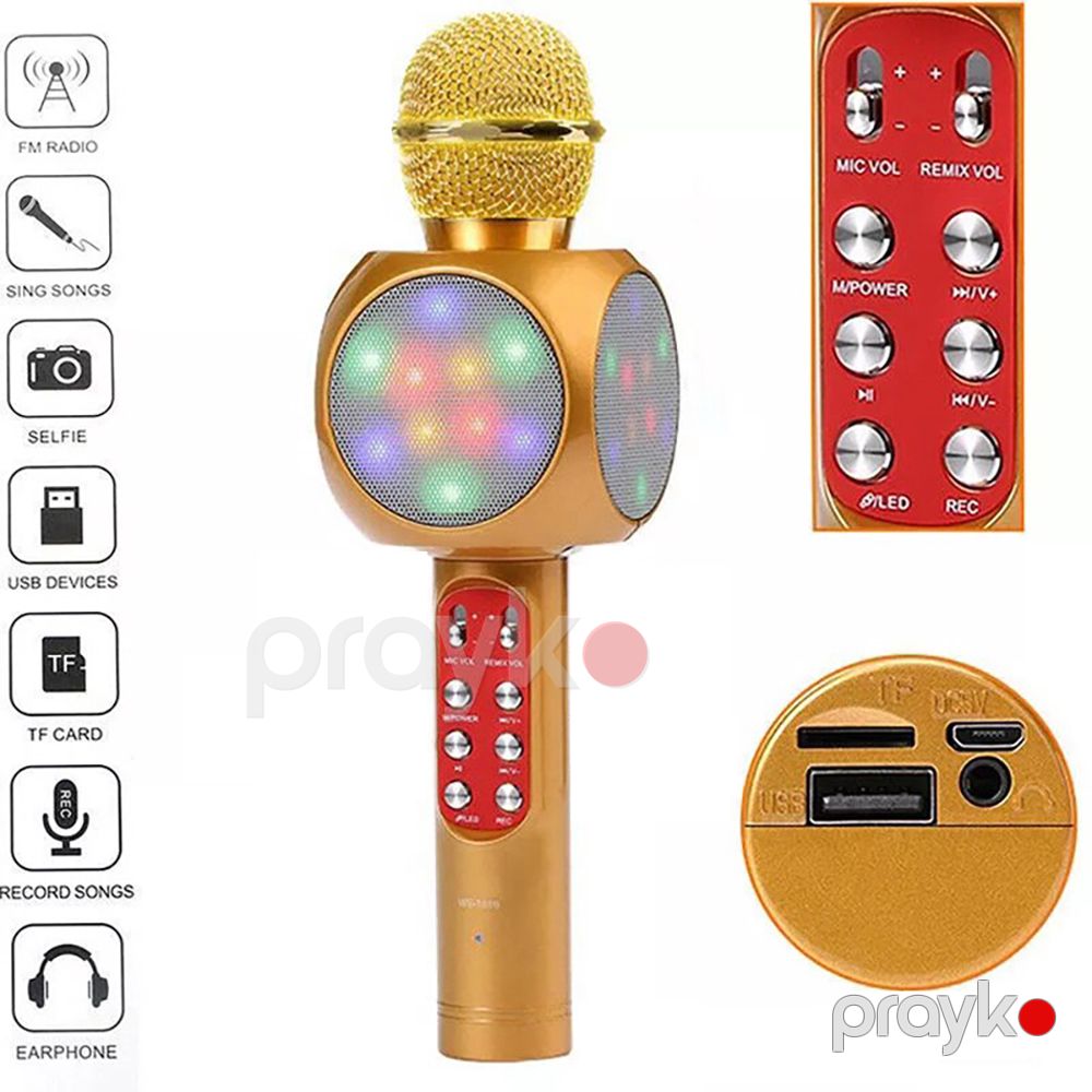 Simsiz Mikrofon Karaoke Mikrofonu Bluetooth Mini Portativ Dinamik Ev KTV Pleyeri Smartfon üçün LED İşıqları ilə — Oyuncaqlar, Bakı (4)