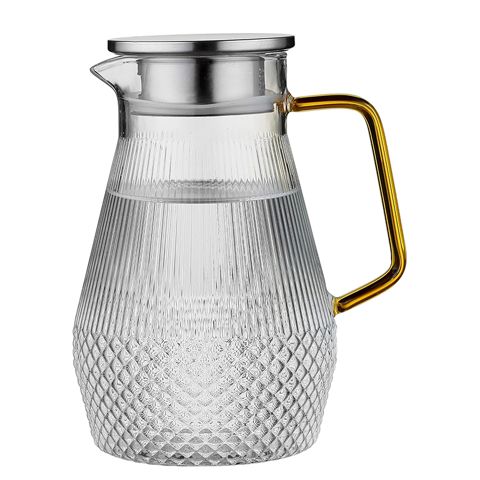 Davamlı Borosilikat qrafin Şüşə Soyuq Su qrafini 1500 ml Qapaqlı Şüşə Sürahisi Paslanmayan Polad su qabı — Tableware and kitchen accessories