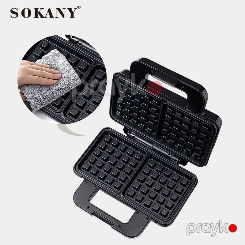Sokany SK-BBQ-225 - Vafli Bişiricisi, 1000 Vt Yüksək Güclü, İki Tərəfli Qızdırıcı, Yapışmayan Örtük, Asan Təmizlənir, Kompakt və Portativ — Toster və vaflyasıcı, Bakı (4)