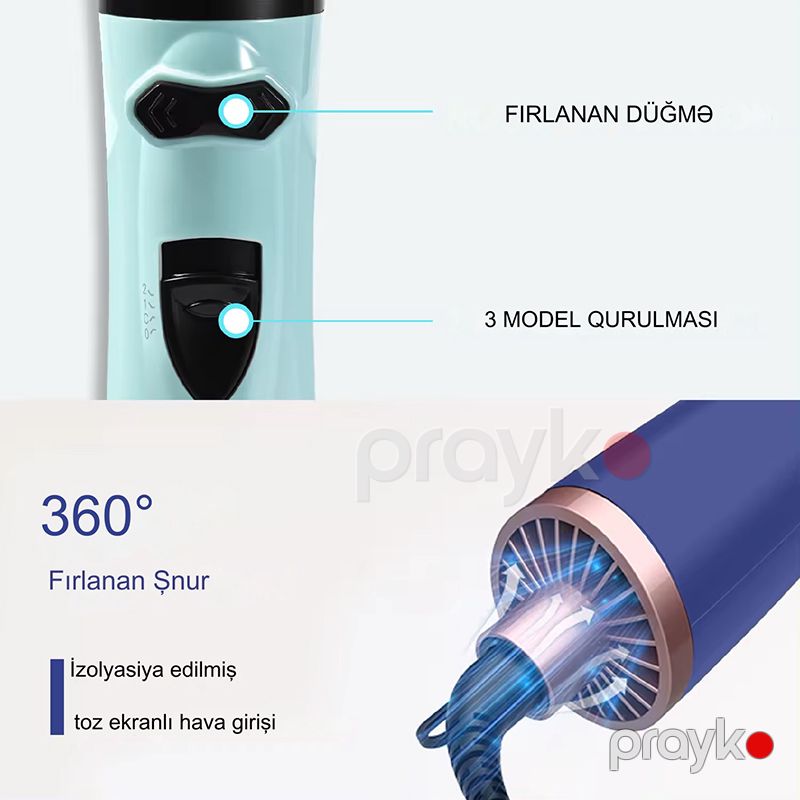 Moehair M0-7153 Saç Şəkilləndirici Fen 3-ü Bir Arada Daraqlı Fen 1200W — Fən, Bakı (6)