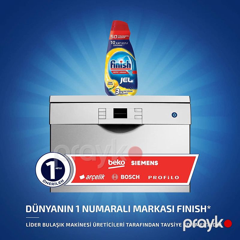 Finish Hepsi Bir Arada Jel Bulaşık Makinesi Deterjanı 1000 ml Limonlu Qab Yuyucu Finish 10 Kat Hızlı Çözüm Maye Jel — Mallar, Bakı (3)