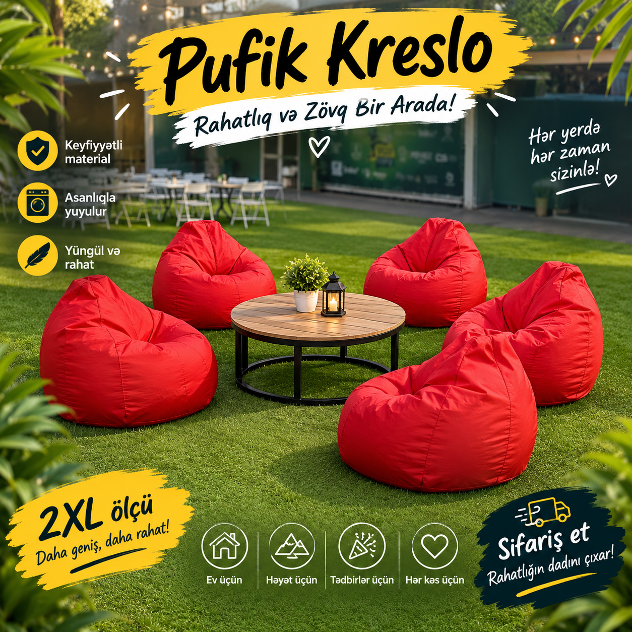 Kreslo tipli puf, Açıq qırmızı rəng — Bakı