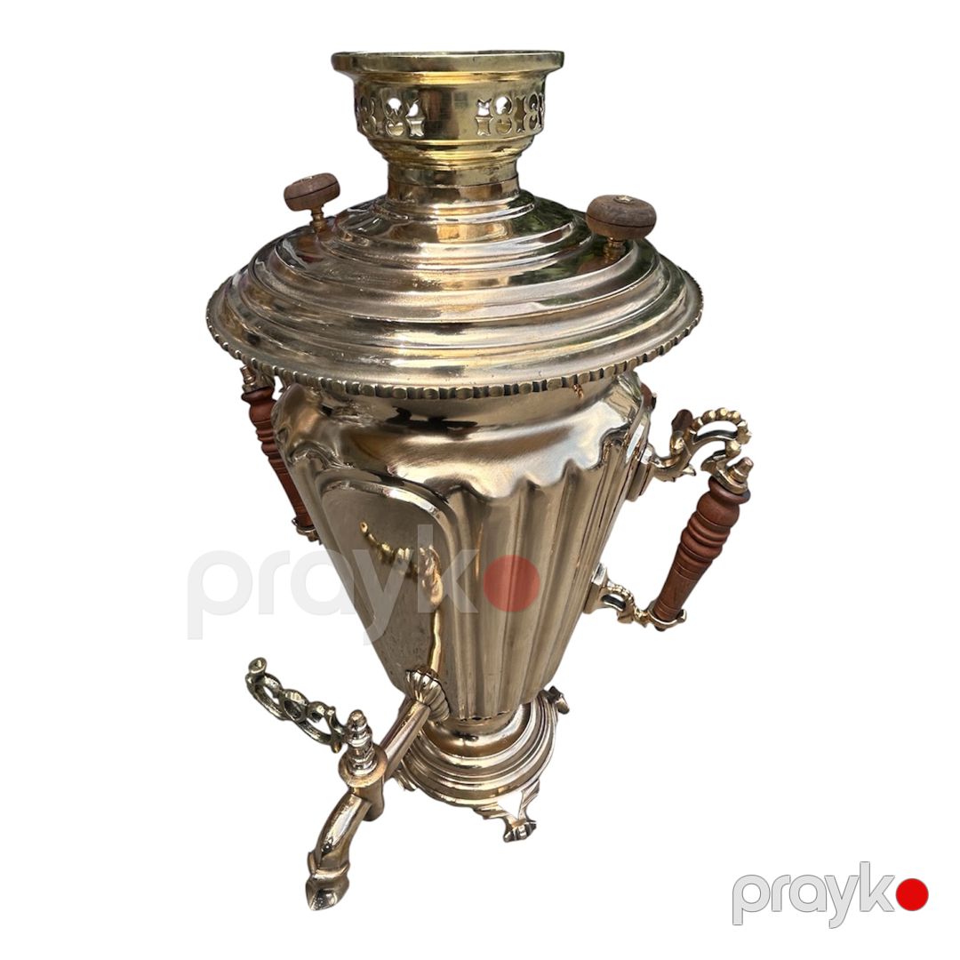 Restavrasiya olunmuş samovar SE-4137, latun/mis, qızılı, 8 L — Mallar, Bakı (2)