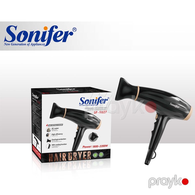 Sonifer SF-9627 - Hava Feni, 2200W Gücü ilə Sürətli Elektrikli Güclü Saç Qurutma Maşını, 2 Temperatur Rejimli — Fən, Bakı (3)