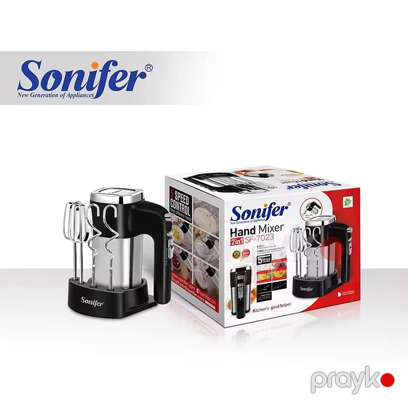 Sonifer SF-7023 5 Sürətli Əl Mikseri Yumurta Çırpıcı Xəmir Qarışdıran Paslanmaz Polad Başlıqlı Mikser 500W — Blenderlər, xırdalayanlar və mikserlər, Bakı (3)
