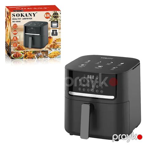 Qril Hava Fritözü 6,5L Sokany SK-10040 Elektrikli Rəqəmsal Sürətli Hava Fritöz Paslanmayan Polad Ağıllı Hava Fritöz — Bakı