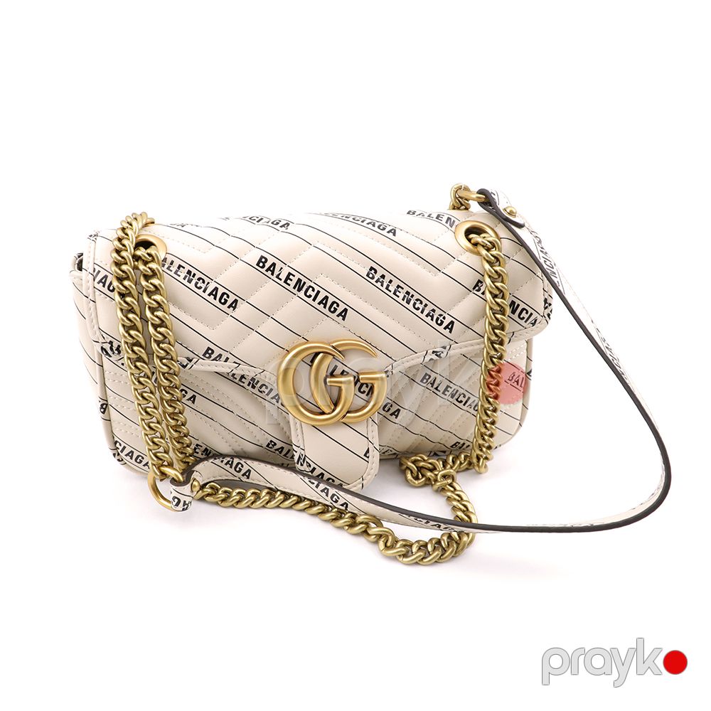 Qadın Çantası Gucci x Balenciaga The Hacker Project Kiçik GG Marmont Çantası Ağ — Çantalar, çamadanlar, cüzdanlar, Bakı (5)
