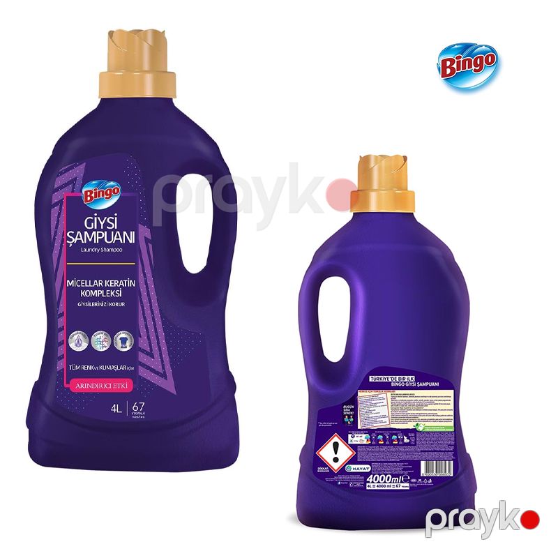 Bingo Giysi Şampuanı Karma Paket 4L Bingo Giysi Şampuanı Rengli Arındırıcı&canlandırıcı Giysi Şampuanı — Mallar, Bakı (5)