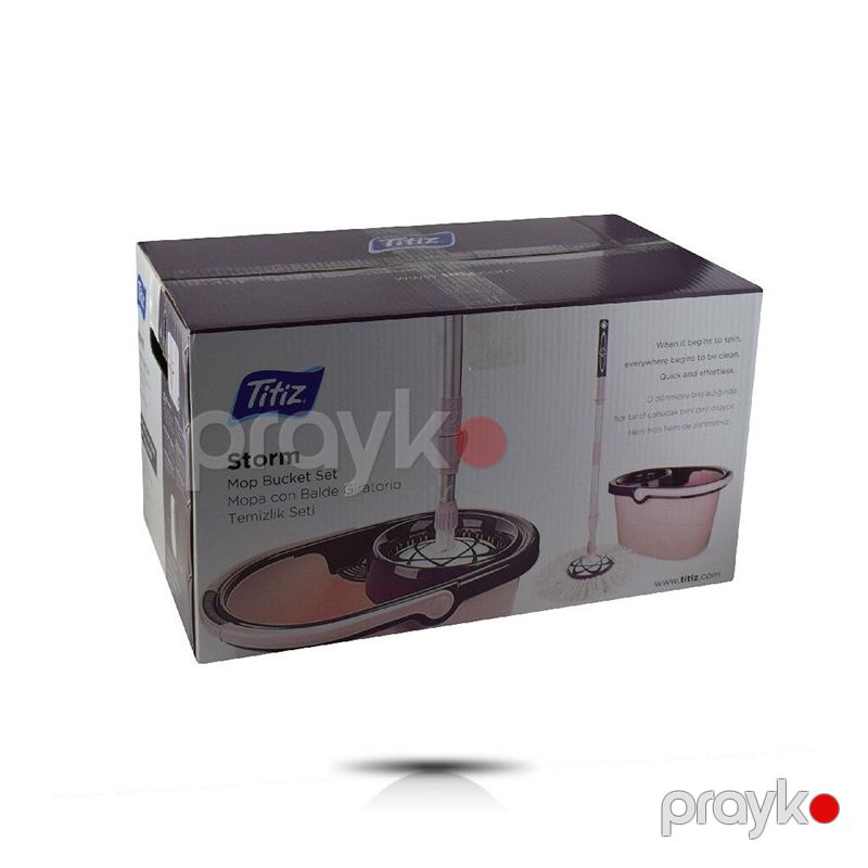 Titiz Döşəmə Temizlik Seti 180 Derece Döner Mikrofiber Mop Paspas Başlıq 10 Lt TP-667 Avtomatik Təmizləmə Temizlik Seti — Mallar, Bakı (7)
