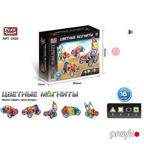 Play Smart Maqnitli Konstruktor Dəsti – 16 Hissəli İnkişafetdirici Oyuncaq — Bakı
