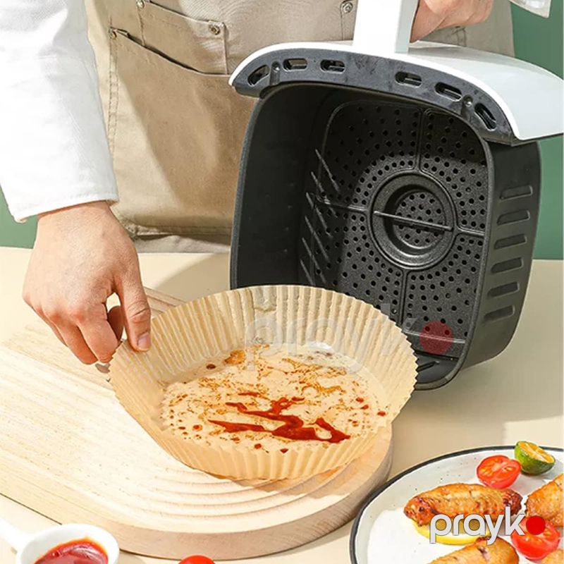 Air Fryer 100 Pcs fritöz kağızı 100 ədəd Dəyirmi Birdəfəlik fritöz kağızı Kağız qızartma qabı yağ keçirməyən bişirmə kağızı — Qablar və mətbəx əşyaları, Bakı (6)