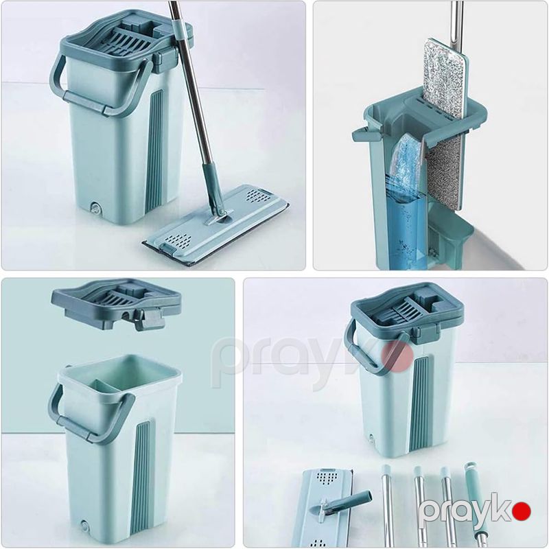 Plastik Döşəmə Mop Təmizləyici Dəsti Davamlı Paslanmayan Polad Mikrofibe Mop Vedrə Dəsti — Mallar, Bakı (6)