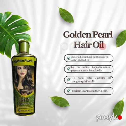 Golden Pearl Hair Oil – 10 Təbii Bitki Tərkibli Saç Yağı (200 ml) — Bakı