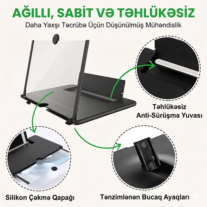 16 düymlük 3D HD Ekran Böyüdücü – Smartfonunuz üçün Universal Mobil Kinoteatr — Elektronika, Bakı (6)
