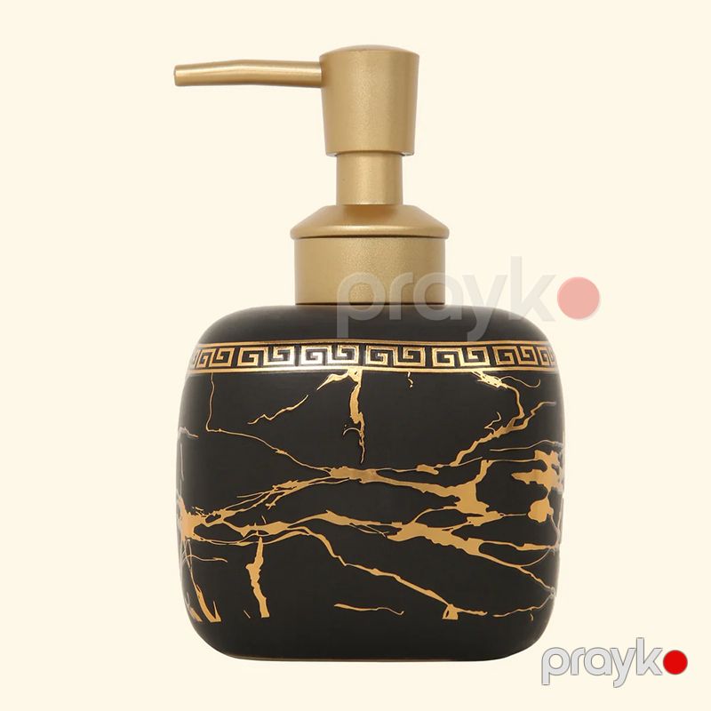 Qara və Qızılı Keramik Sabun Dispenseri Maye Sabun qabı Keramik Qara Silindrik Sabun Dispenseri — Mallar, Bakı (3)
