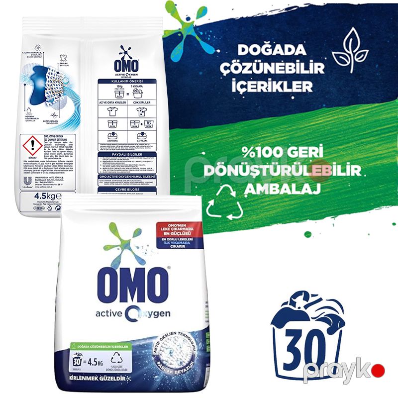 OMO Matıc Aktiv Oxygen 4500 GR Tozu Yuyucu Ağlar 4.5 KG 30 Yuma Beyazlar Toz Deterjanı 4.5 KG — Mallar, Bakı (2)