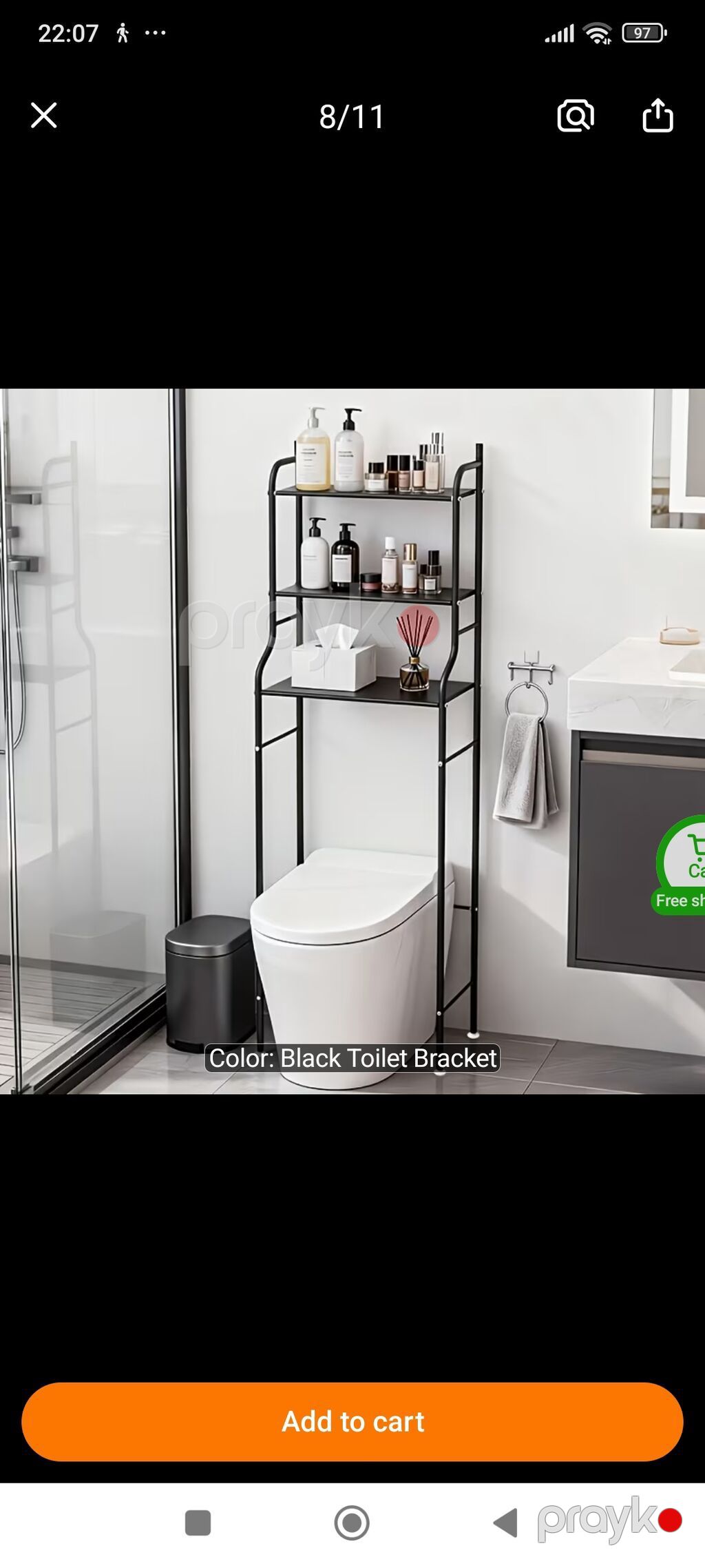 Tualet üstü çoxmərtəbəli rəf – qara metal karkas - Məkan qənaəti — Salon mebeli, Bakı (2)
