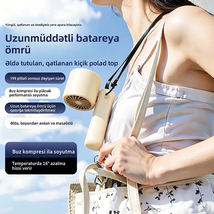 Buzlu metal lövhəli portativ mini ventilyator (199 sürətli) İsti günlərin xilaskarı: Əlinizin altında anında -1°C-yə qədər soyutma — Mallar, Bakı (6)