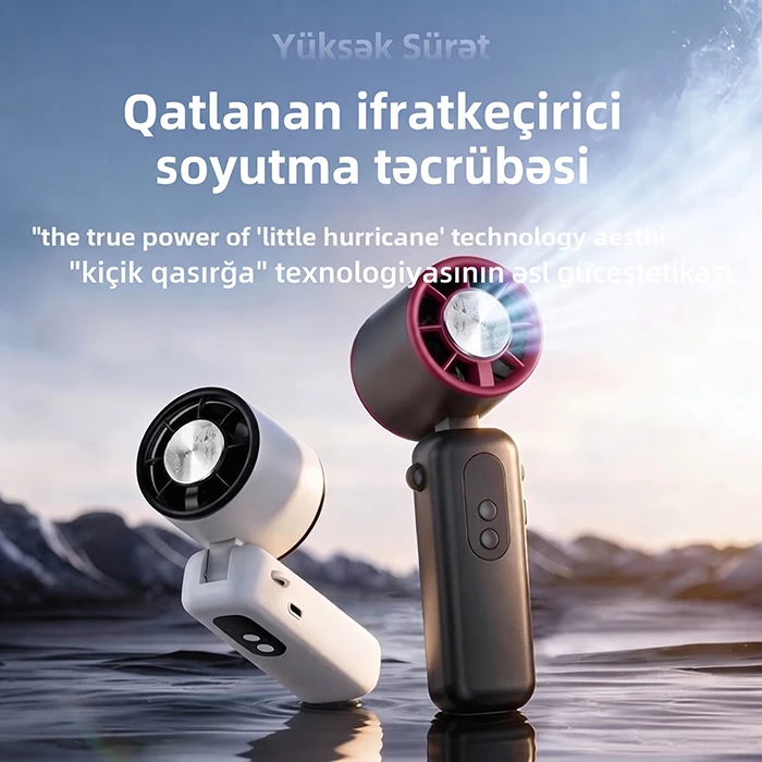 Buzlu metal lövhəli portativ mini ventilyator (199 sürətli) İsti günlərin xilaskarı: Əlinizin altında anında -1°C-yə qədər soyutma — Mallar, Bakı (8)