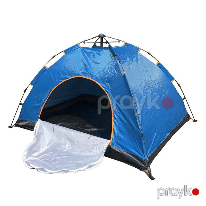 Turist Çadırı Avtomatik Qatlanan Qapılı 4 Neferlik Kamp Çadrı Mavi/narıncı Rengli 200x200x140sm Qapılı Çadr — İdman, hobi, istirahət, Bakı (4)