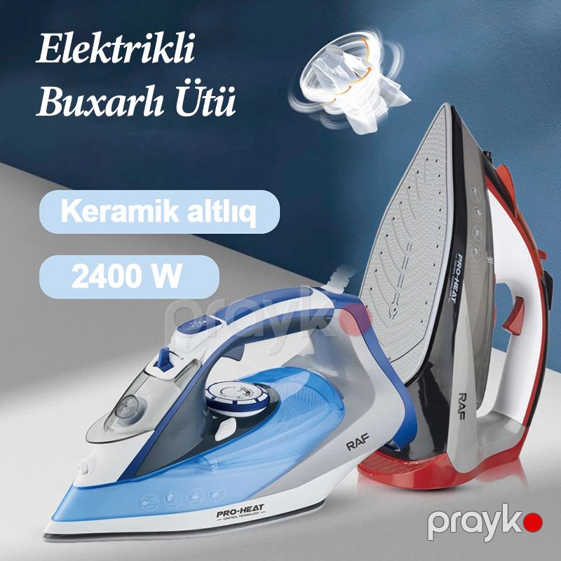 Keramik Altlığa Sahib Portativ RAF Buxar Ütüsü 3 Dişli 2400W Gücündə Davamlı Buxar Özəlliyi Keyfiyyətli Elektronik Paltar Ütüsü — Ev texnikası, Bakı (6)