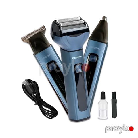 Geemy GM-6719 3-ü 1-də Saç Saqqal Təraş Maşını Burun, Qulaq Qırxan Yüksək Keyfiyyətli Trimmer — Bakı