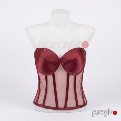 Qadınlar üçün top-korset 2375423, tünd qırmızı, tül, ölçü 40 — Bakı