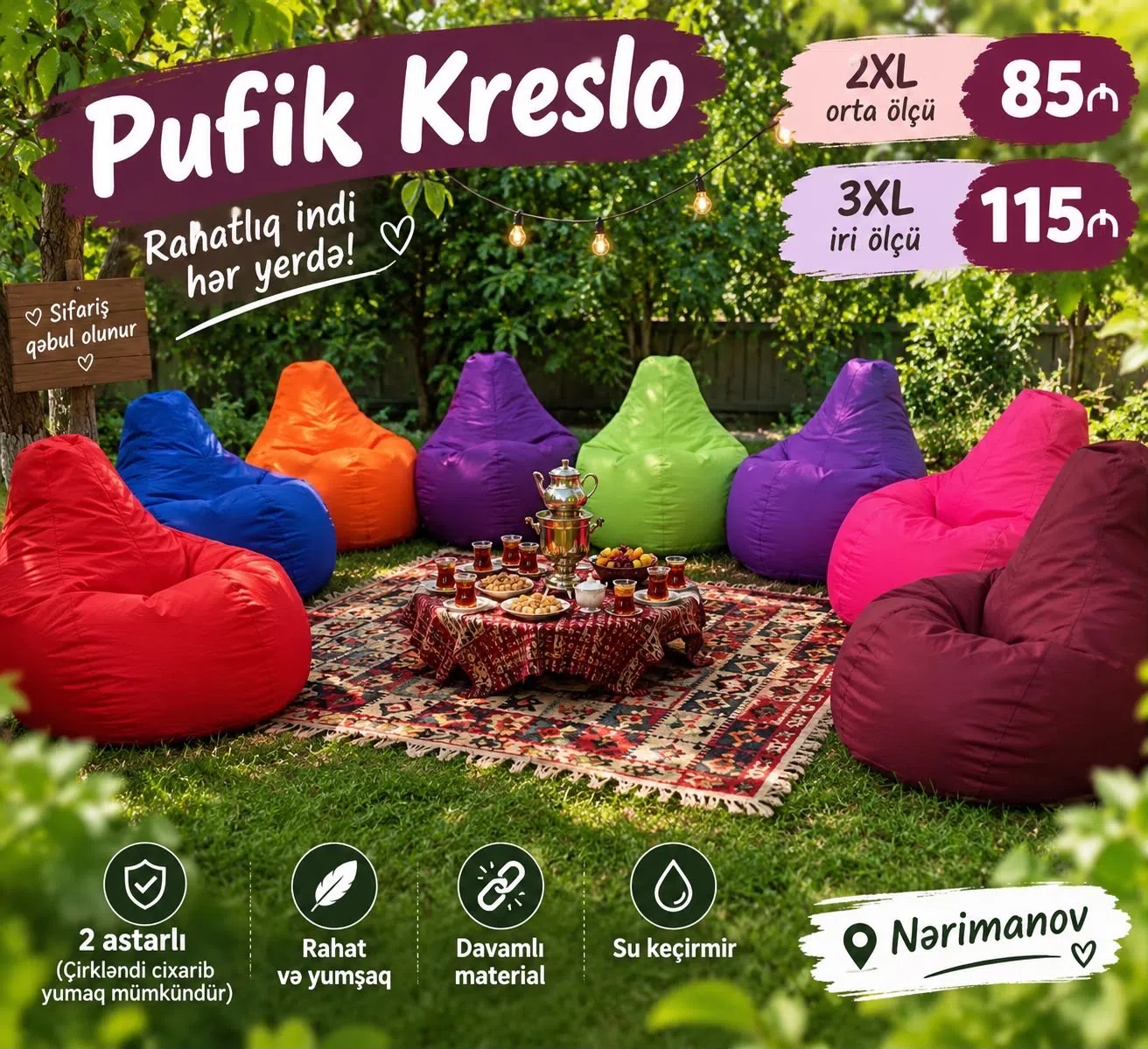 Kreslo tipli puf, Açıq yaşıl rəng — Bakı