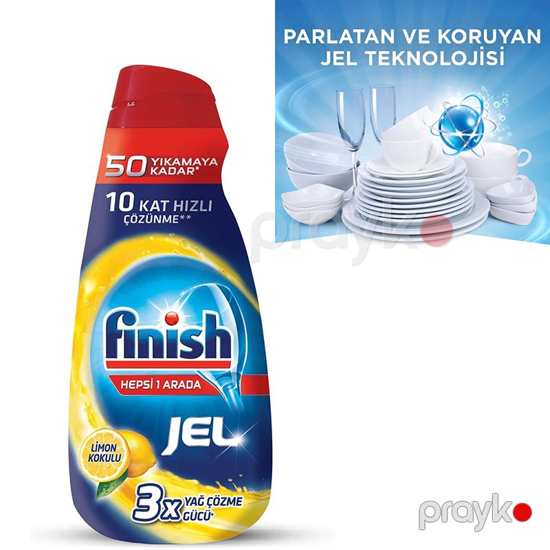 Finish Hepsi Bir Arada Jel Bulaşık Makinesi Deterjanı 1000 ml Limonlu Qab Yuyucu Finish 10 Kat Hızlı Çözüm Maye Jel — Mallar, Bakı (4)