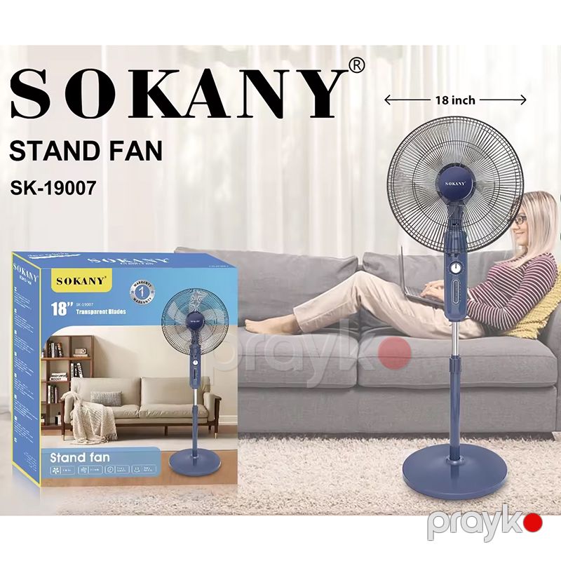 Sokany SK-19007 Ventilyator 3 Sürət Ayarlı Ventilyator 5 Fırlanan Bıçaq Ventilyator Sərinkeş — Ventilyatorlar, Bakı (2)