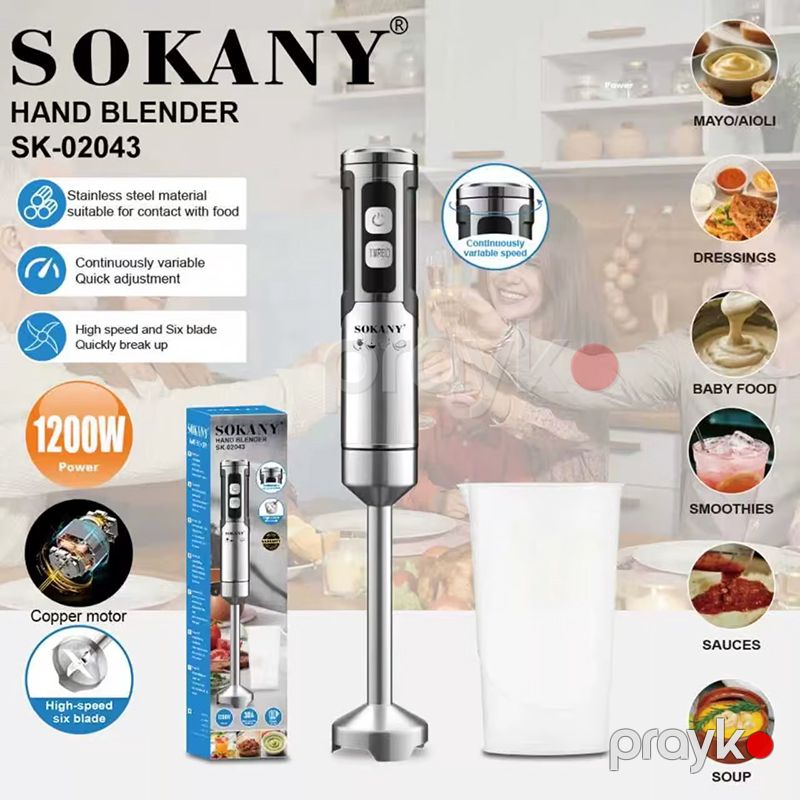 Sokany Əl Blenderi, 500 ml, 1200 Vatt, Paslanmayan Polad SK-02043 əl blenderi — Ev texnikası, Bakı (4)