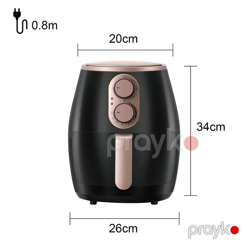 Yüksək Keyfiyyətə Malik Sonifer Elektrili Hava Fritözü 1500W Gücündə 200C Temperatur Diapazonu 3.6L Mexaniki Taymer — Digər mətbəx texnikası, Bakı (7)