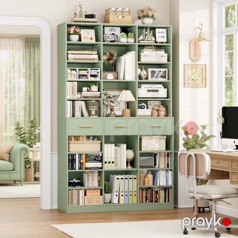 Kitablar üçün şkaf Elegant Wood ZARR1210, laminat, yaşıl, 117.5x30x190 sm — Bakı