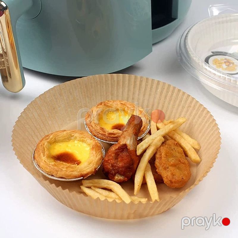 Air Fryer 100 Pcs fritöz kağızı 100 ədəd Dəyirmi Birdəfəlik fritöz kağızı Kağız qızartma qabı yağ keçirməyən bişirmə kağızı — Qablar və mətbəx əşyaları, Bakı (5)