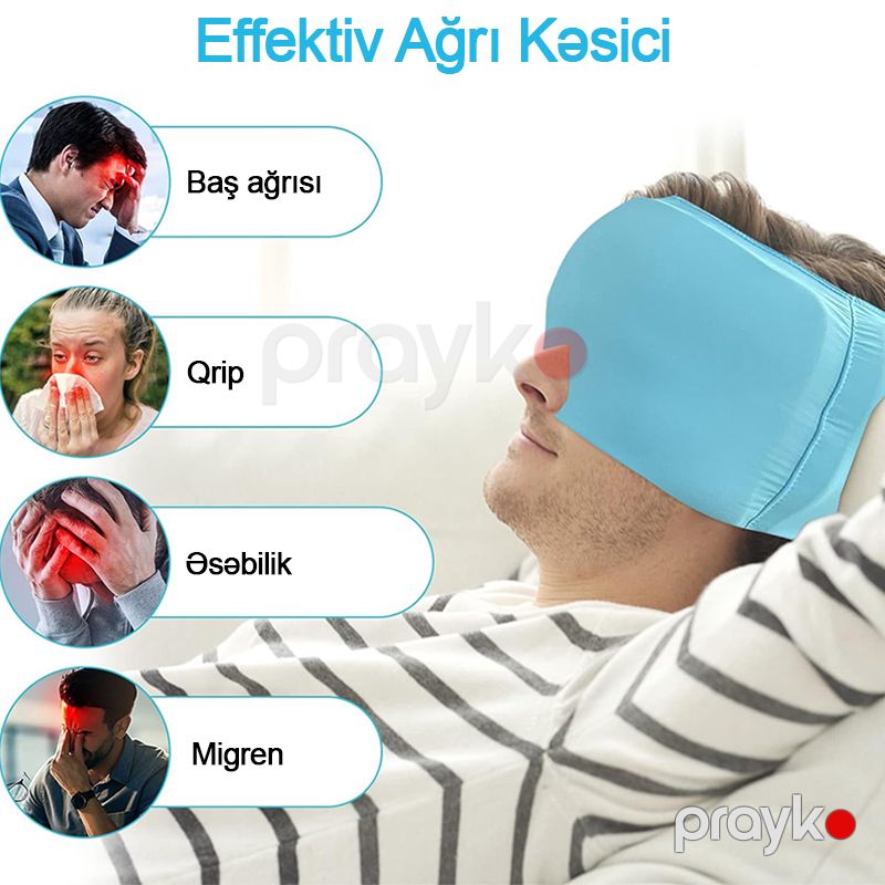 Yadımı Ağrı Kəsici Migren Maskası Çoxistifadəli Soyuq İsti Terapiya Maskası Soyuducu Buz Torbası Effektinə Malik Miqren Papağı — Gözəllik və səhiyyə, Bakı (3)