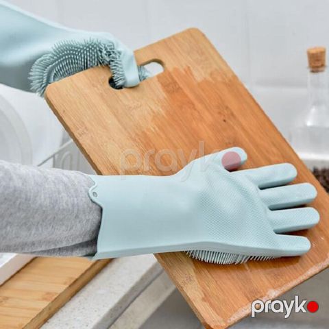 2 cüt Qabyuyan Silikon Əlcəklər Mətbəx Qabları yumaq üçün Suya Davamlı Sürüşməyən İkitərəfli Əl Fırçaları — Bakı
