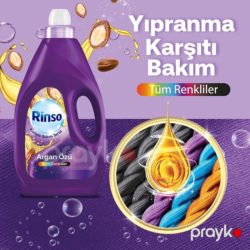 Rinso Sıvı Çamaşır Deterjanı Argan Özü Tüm Renkliler İçin Komple Bakım Serisi 3L Rengli Geyimləriniz Üçün Yuyucu Maye — Mallar, Bakı (2)