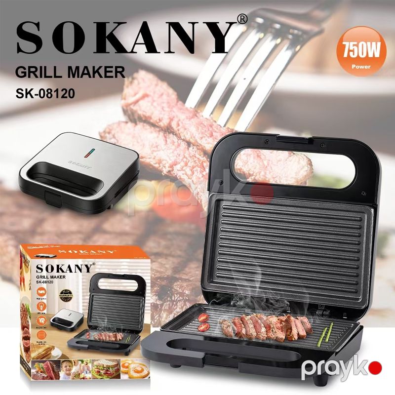 Sokany SK-08120 - Elektrikli Qril Sendviç Hazırlayıcısı, Toster, 750W Güc, Paslanmayan Polad Yapışmayan — Toster və vaflyasıcı, Bakı (4)
