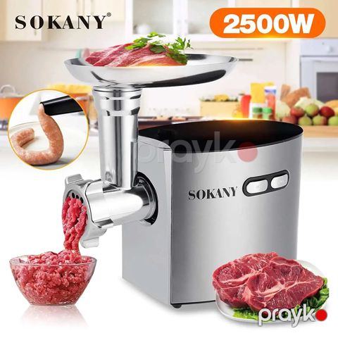 Sokany Elektrikli Ətçəkən Paslanmayan Polad 2500W Güclü Elektrikli Kolbasa Doldurucu Ətçəkən Maşın — Bakı