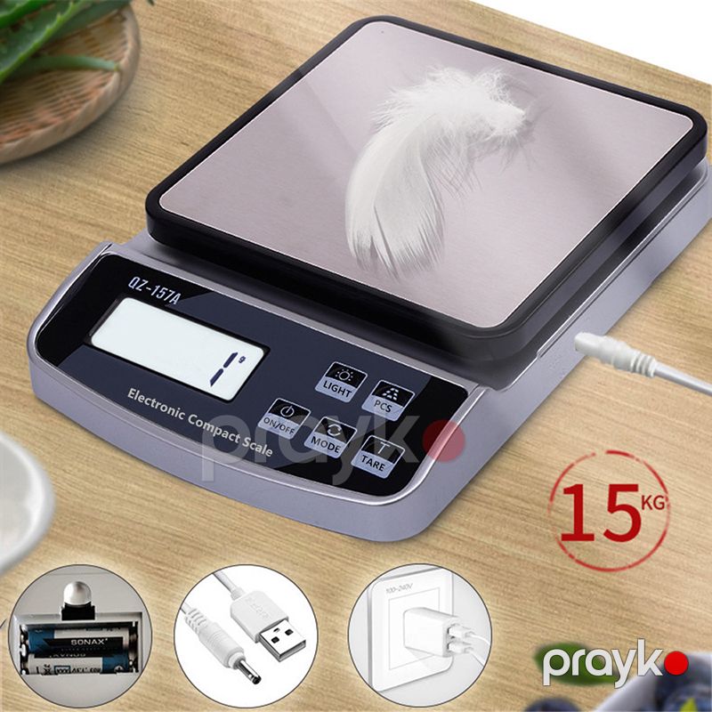 Elektron Tərəzi Suya Davamlı USB Təkrar Doldurula Bilən Dəqiq Mətbəx Tərəzisi Çoxfunksiyalı 15KG-1g — Tərəzi, Bakı (4)
