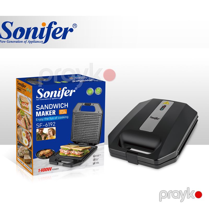 Sonifer SF-6192 2025 - Toster, 1400w Güc, Yapışmayan Örtüklü Plitəli Elektrikli Qril Plitəsi Sendviç Hazırlayıcısı — Toster və vaflyasıcı, Bakı (6)