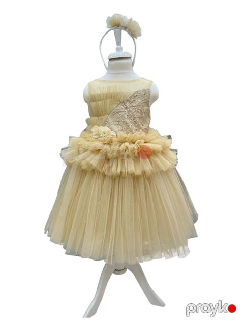 Qızlar üçün ziyafət don Miss rain SSPPUM_2237, bej, polyester/pambıq, ölçü 6 yaş — Bakı