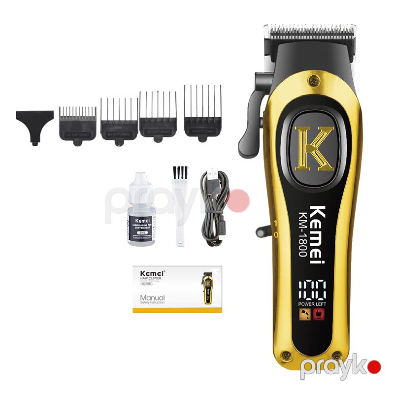 Kemei Km-1800 - Trimmer 2000mAh Uzunömürlü Li-batareyalı 5800RPM Sürətli Motorlu Saç Kəsicisi Peşəkar Tənzimlənən Paslanmayan Bıçaqlı Trimmer — Usturalar, trimmerler və epilyatorlar, Bakı (2)