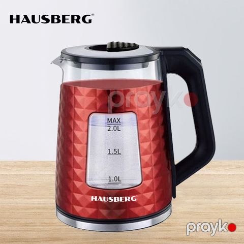 Elektrikli Çaydan Hausberg HB-3617RS 1500 Vt 2 L 360 Dərəcə Fırlanan Baza Avtomatik Sönmə — Bakı