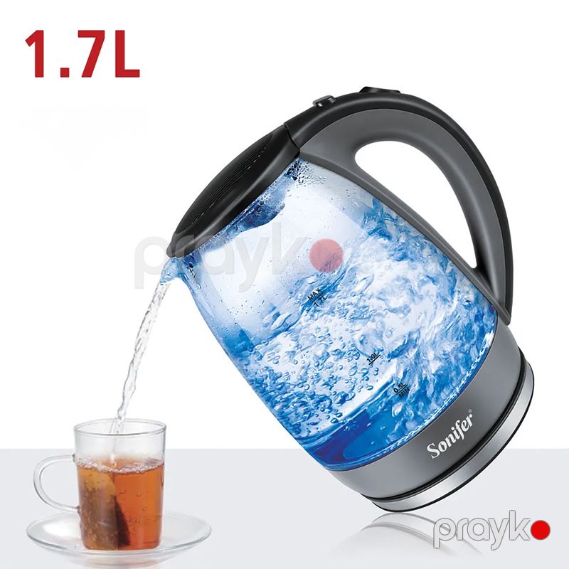 Sonifer SF-2064 Elektrik Çaydanı 1,7 Litr LED İşıqlı Şüşə Çaydan Su Filterli Təmiz Elektrik Çaydanı Qara Rengli Çaydan — Elektrik çaydanları və termoslar, Bakı (3)