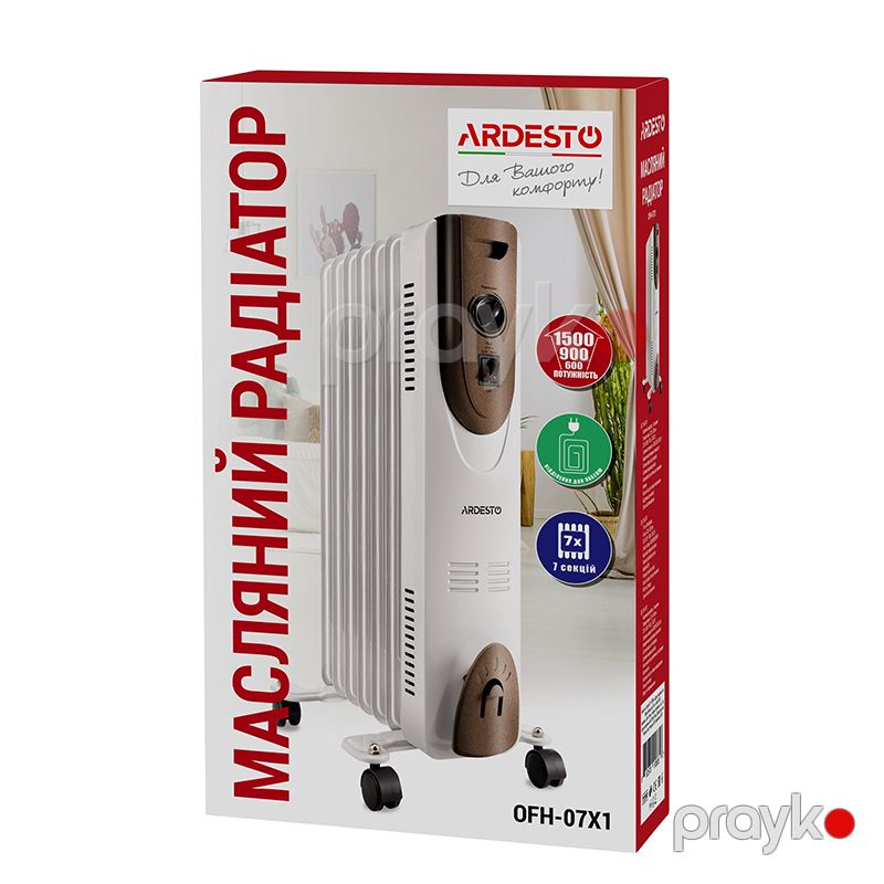 Yağ Radiatoru Ardesto OFH-07X1 Ataplena Dizaynında Müasir Döşəmə Qızdırıcısı 7 Bölməli Otaq İsidici Kumtel 1500W — Isıtıcılar və isı ventilatorları, Bakı (6)